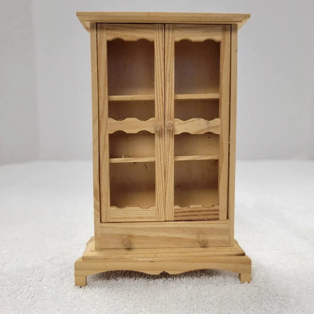 1980s Vintage Doll House 1/12 unfinished wooden furniture:‎ China Cabinet